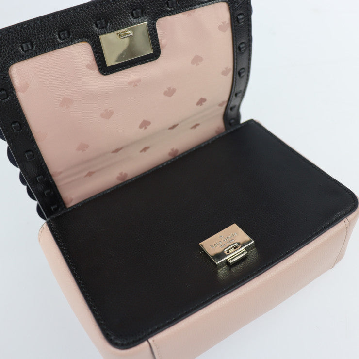 超美品 Kate Spade ケイトスペード メイジー パターソン ドライブグロメット ハンドバッグ WKRU5899 レザー ブラック ピンクベージュ系 ゴールド金具 2WAY ショルダーバッグ トップハンドル