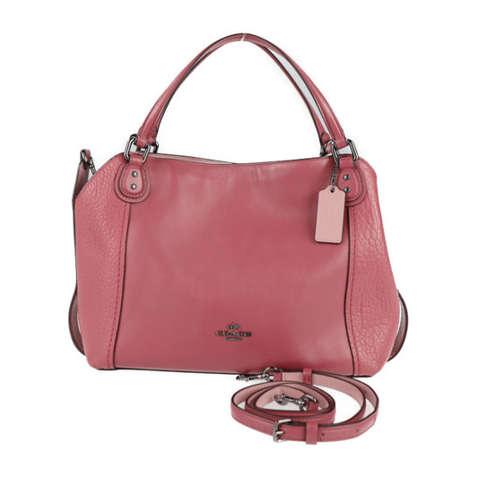超美品 COACH コーチ EDIE28 イーディー28 ハンドバッグ 57645 ミックスドレザー ピンク系 ガンメタル金具 2WAY ショルダーバッグ