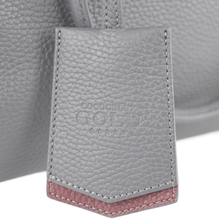 超美品 COCOCELUX GOLD ココセリュックス ゴールド 2WAYバッグ トートバッグ レザー グレー ボルドー ゴールド金具 ショルダーバッグ ポーチ付き