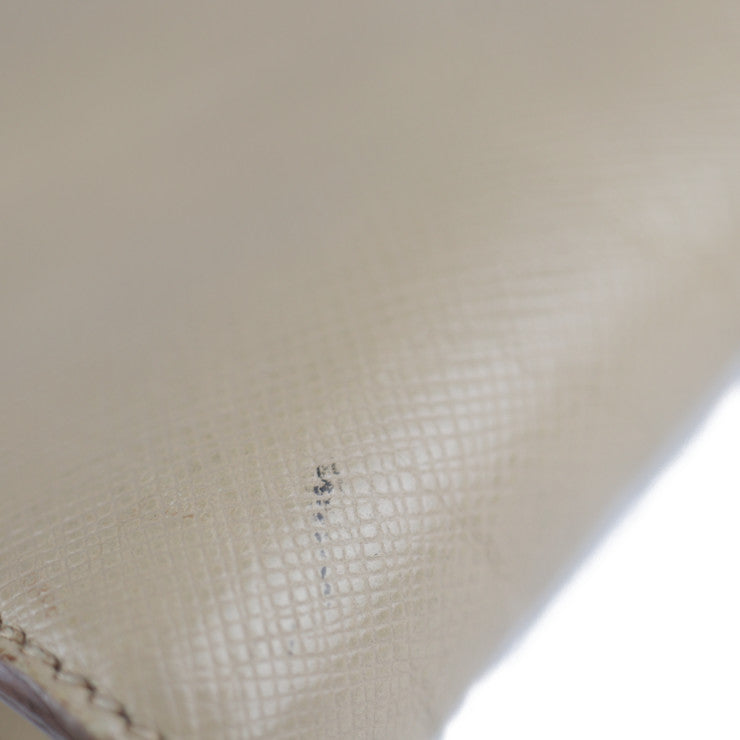 PRADA プラダ ポーチ クラッチバッグ VR0074 レザー ベージュ系 ブラウン シルバー金具 書類鞄 セカンドバッグ ビジネスバッグ フラップ