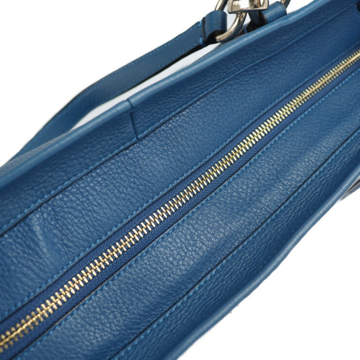 美品 COACH コーチ シカゴ エリス トートバッグ 33961 レザー ブルー ゴールド金具 ショルダーバッグ