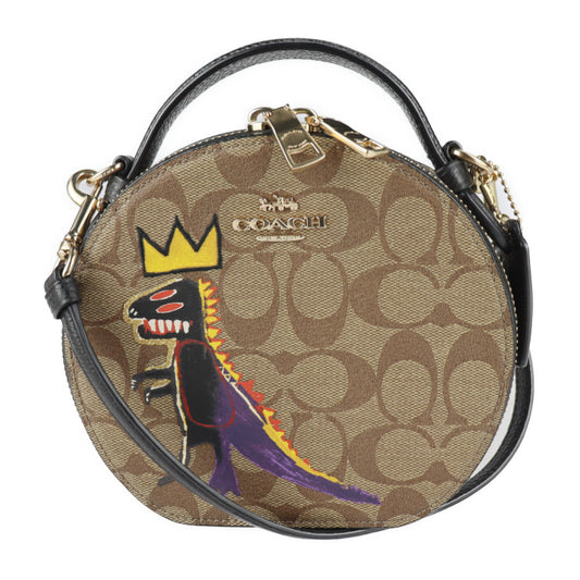 超美品 COACH コーチ バスキア キャンティーン クロスボディー シグネチャー ハンドバッグ C5658 PVC レザー カーキ マルチカラー ゴールド金具 2WAY ショルダーバッグ