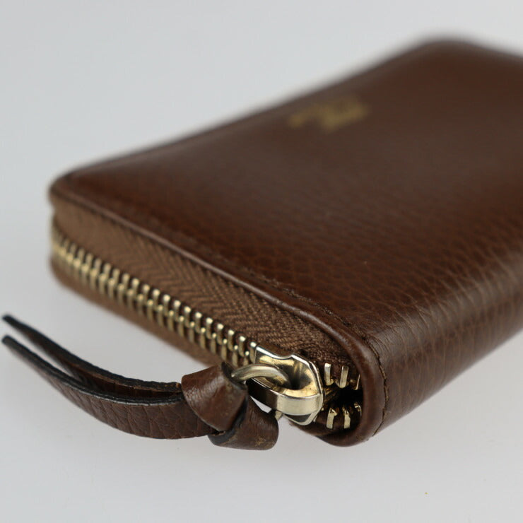 美品 GUCCI グッチ スウィング コインケース 368877 レザー ブラウン ゴールド金具 ラウンドファスナー 小銭入れ カードケース 名刺入れ