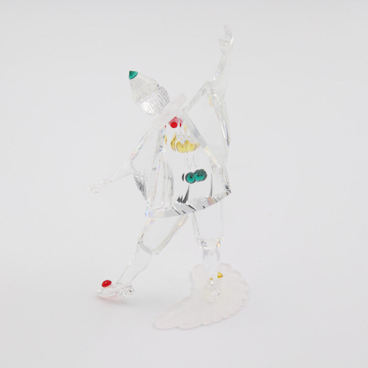 新古未使用展示品 SWAROVSKI スワロフスキー PIERROT ピエロ マスカレード インテリア 230586 クリスタルガラス クリア レッド イエロー グリーン 1999年 SCS会員限定品 オブジェ フィギュリン 置物