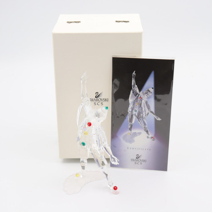 新古未使用展示品 SWAROVSKI スワロフスキー PIERROT ピエロ マスカレード インテリア 230586 クリスタルガラス クリア レッド イエロー グリーン 1999年 SCS会員限定品 オブジェ フィギュリン 置物