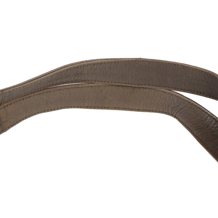 美品 Salvatore Ferragamo サルヴァトーレ フェラガモ ガンチーニ ハンドバッグ 21 6956 ニット×ファー×レザー グレー ブラウン オリーブドラブ系 ショルダーバッグ トートバッグ ショッピングバッグ