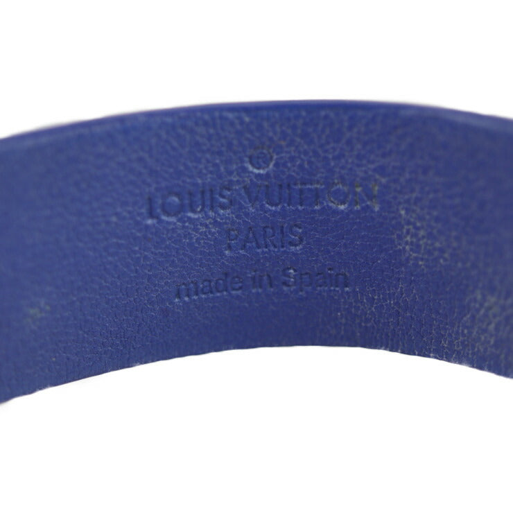 LOUIS VUITTON ルイ ヴィトン ブラスレ・スパイクイット ブレスレット M6693F ＃17 レザー ブルー ゴールド金具 シルバー金具 二重