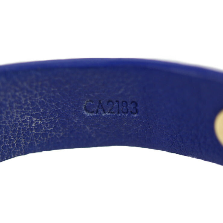 LOUIS VUITTON ルイ ヴィトン ブラスレ・スパイクイット ブレスレット M6693F ＃17 レザー ブルー ゴールド金具 シルバー金具 二重