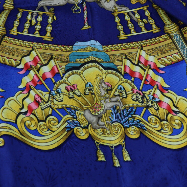 超美品 HERMES エルメス LUNA PARK ルナパーク 遊園地 カレ90 スカーフ シルク ブルー マルチカラー メリーゴーランド