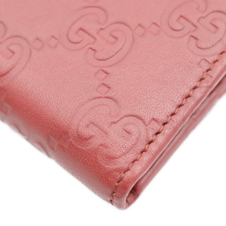 美品 GUCCI グッチ グッチシマ 二つ折り財布 203549 レザー レッド系 ゴールド金具 コンパクトウォレット Wホック ハートプレート