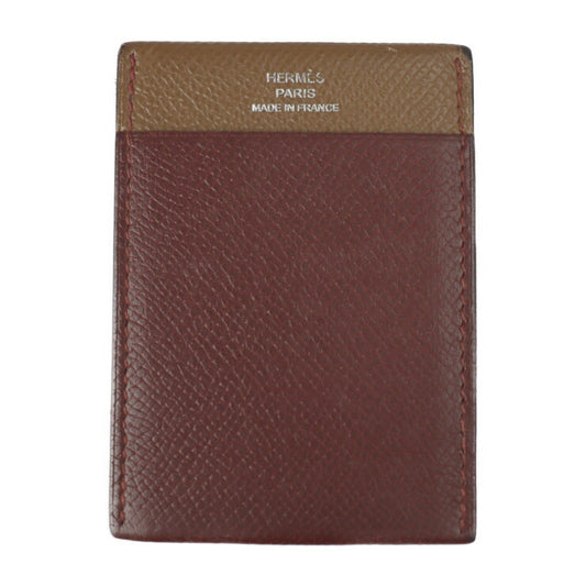 HERMES エルメス MC2 ガマ ジャングル カードケース ヴォーエプソン ブラウン系 名刺入れ パスケース バイカラー A刻印
