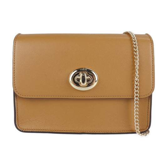 超美品 COACH コーチ バワリー ショルダーバッグ 57714 カーフレザー ライトサドル ブラウン系 ゴールド金具 チェーンショルダーバッグ ターンロック クロスボディバッグ