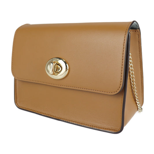 超美品 COACH コーチ バワリー ショルダーバッグ 57714 カーフレザー ライトサドル ブラウン系 ゴールド金具 チェーンショルダーバッグ ターンロック クロスボディバッグ