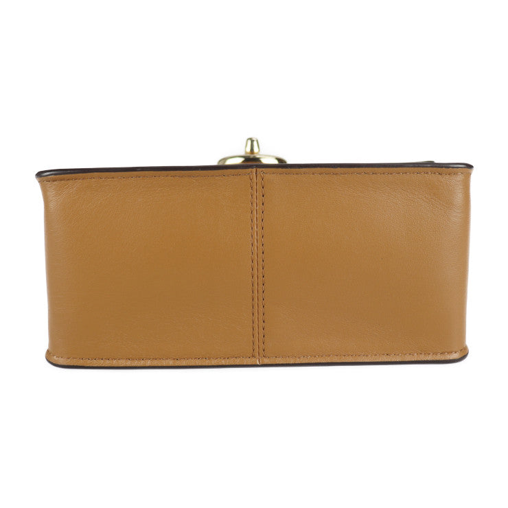 超美品 COACH コーチ バワリー ショルダーバッグ 57714 カーフレザー ライトサドル ブラウン系 ゴールド金具 チェーンショルダーバッグ ターンロック クロスボディバッグ