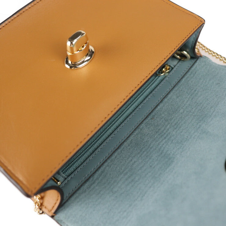 超美品 COACH コーチ バワリー ショルダーバッグ 57714 カーフレザー ライトサドル ブラウン系 ゴールド金具 チェーンショルダーバッグ ターンロック クロスボディバッグ