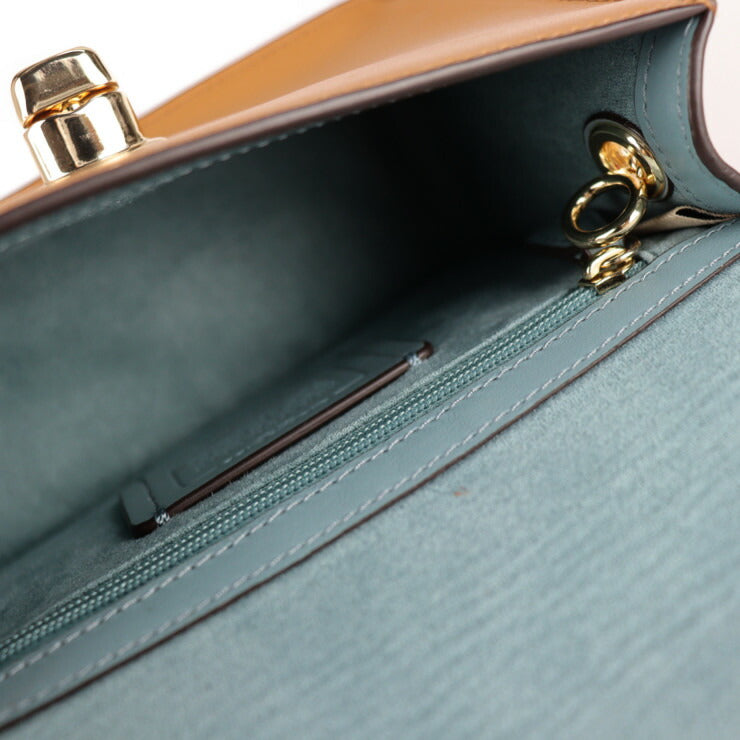 超美品 COACH コーチ バワリー ショルダーバッグ 57714 カーフレザー ライトサドル ブラウン系 ゴールド金具 チェーンショルダーバッグ ターンロック クロスボディバッグ