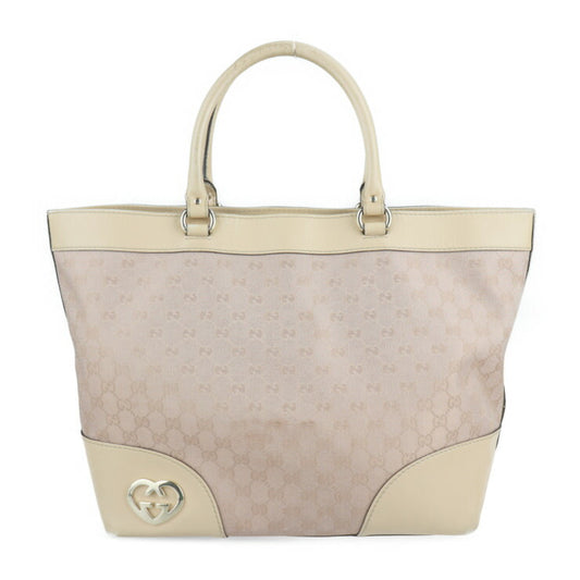 GUCCI グッチ ラブリー トートバッグ 257071 GGキャンバス レザー ピンク系 ベージュ ゴールド金具 ハンドバッグ
