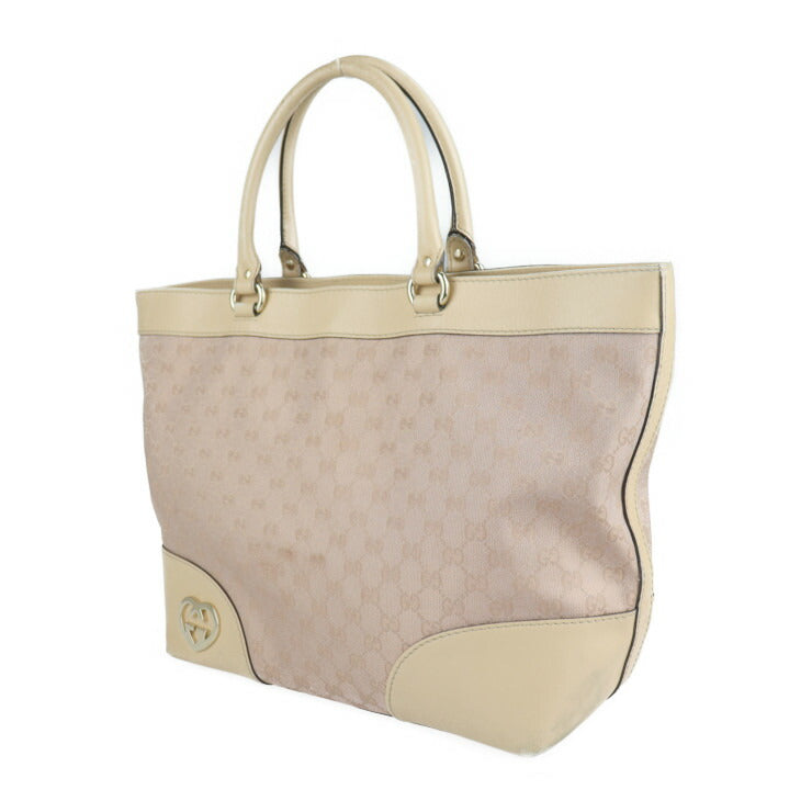 GUCCI グッチ ラブリー トートバッグ 257071 GGキャンバス レザー ピンク系 ベージュ ゴールド金具 ハンドバッグ