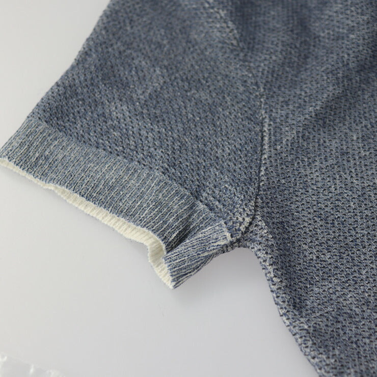 超美品 CHANEL シャネル 半袖 トップス カットソー P51227K06581 ＃36 カシミヤ76％ コットン24％ ブルー系 シルバー金具 ココマーク入りボタン