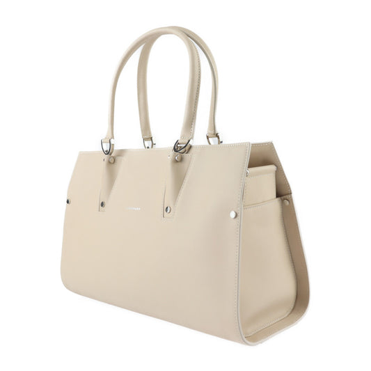 新古未使用展示品 Longchamp ロンシャン トップハンドル トートバッグM パリ プルミエ ハンドバッグ カーフスキン ライトベージュ系 シルバー金具