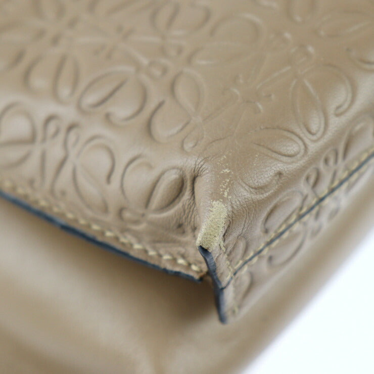 美品 LOEWE ロエベ リピート アナグラム ショルダーバッグ 109 55 M33 カーフレザー ブラウン系 ゴールド金具 クロスボディ ダブルポーチ