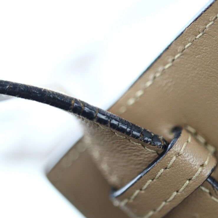 美品 LOEWE ロエベ リピート アナグラム ショルダーバッグ 109 55 M33 カーフレザー ブラウン系 ゴールド金具 クロスボディ ダブルポーチ