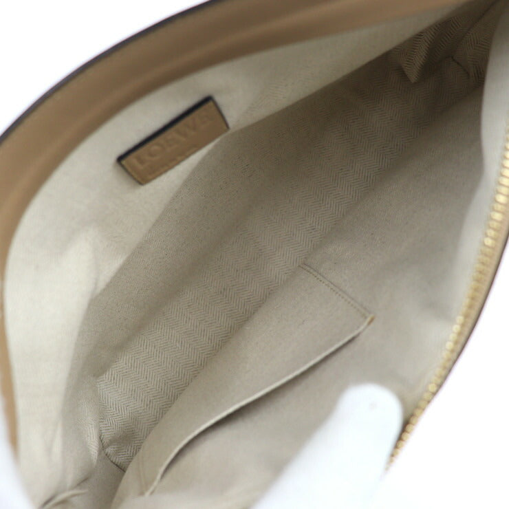 美品 LOEWE ロエベ リピート アナグラム ショルダーバッグ 109 55 M33 カーフレザー ブラウン系 ゴールド金具 クロスボディ ダブルポーチ