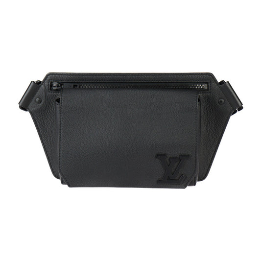 超美品 LOUIS VUITTON ルイ ヴィトン テイクオフ・スリング ボディバッグ M57081 グレインレザー ノワール ブラック LV ロゴ ウエストバッグ ビトン