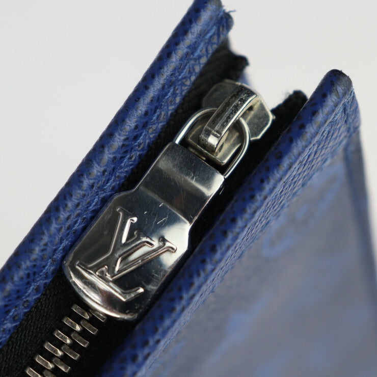 美品 LOUIS VUITTON ルイ ヴィトン ポシェット ヴォワヤージュMM タイガラマ セカンドバッグ M30423 モノグラムタイガラマ コバルト シルバー金具 クラッチバッグ ポーチ ビトン ブルー系