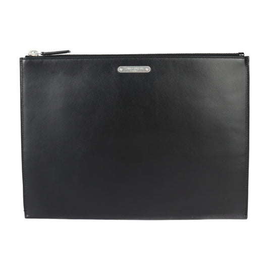 美品 SAINT LAURENT PARIS サンローランパリ IPAD MILITAR セカンドバッグ 522604 レザー ブラック シルバー金具 クラッチバッグ ポーチ ロゴプレート