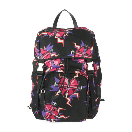 美品 PRADA プラダ フランケンシュタイン バックパック ユニバーサルスタジオ コラボ リュック・デイパック 2VZ135 ナイロン ブラック フューシャ シルバー金具