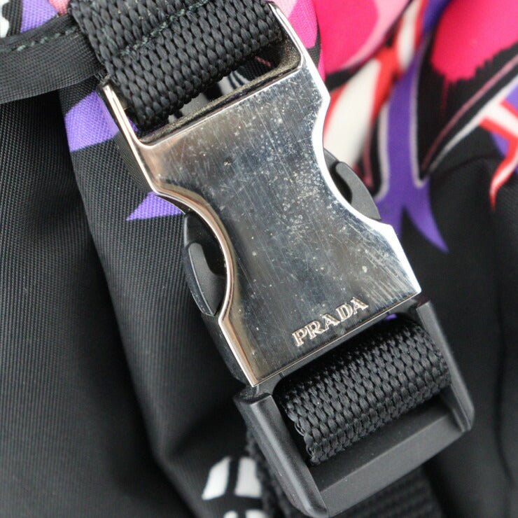 美品 PRADA プラダ フランケンシュタイン バックパック ユニバーサルスタジオ コラボ リュック・デイパック 2VZ135 ナイロン ブラック フューシャ シルバー金具