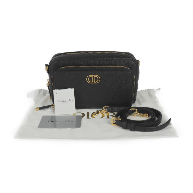新古未使用展示品 Christian Dior クリスチャンディオール カロ ダブルポーチ ショルダーバッグ S7431UBAE レザー ブラック ゴールド金具 2WAY セカンドバッグ クラッチバッグ