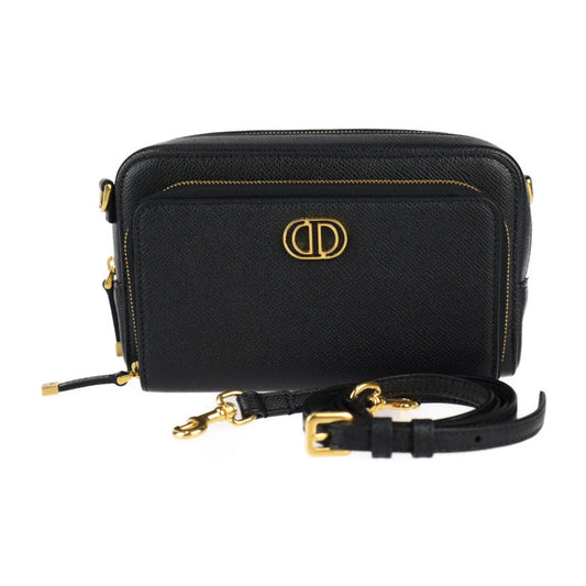 新古未使用展示品 Christian Dior クリスチャンディオール カロ ダブルポーチ ショルダーバッグ S7431UBAE レザー ブラック ゴールド金具 2WAY セカンドバッグ クラッチバッグ
