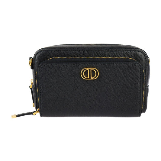 新古未使用展示品 Christian Dior クリスチャンディオール カロ ダブルポーチ ショルダーバッグ S7431UBAE レザー ブラック ゴールド金具 2WAY セカンドバッグ クラッチバッグ