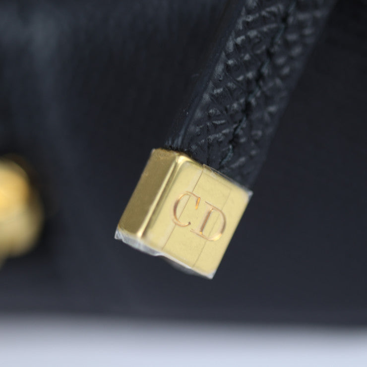 新古未使用展示品 Christian Dior クリスチャンディオール カロ ダブルポーチ ショルダーバッグ S7431UBAE レザー ブラック ゴールド金具 2WAY セカンドバッグ クラッチバッグ