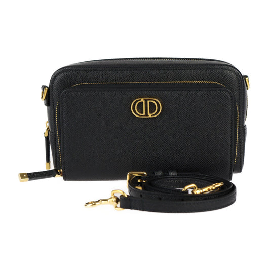 新古未使用展示品 Christian Dior クリスチャンディオール カロ ダブルポーチ ショルダーバッグ S7431UBAE カーフスキン ブラック ゴールド金具 2WAY セカンドバッグ クラッチバッグ