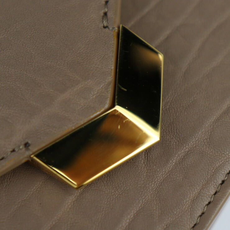 超美品 JIMMY CHOO ジミーチュウ レイラ ショルダーバッグ GNL 163 レザー ライトモカ ゴールド金具 2WAY クラッチバッグ チェーン ポシェット