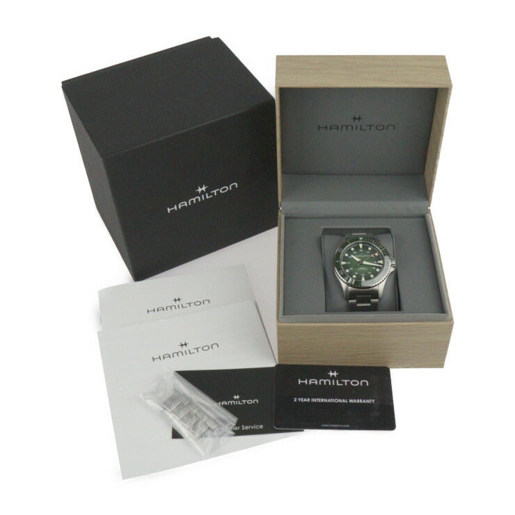 超美品 HAMILTON ハミルトン カーキネイビー スキューバ オート 腕時計 H82525160 ステンレススチール シルバー グリーン文字盤 自動巻き
