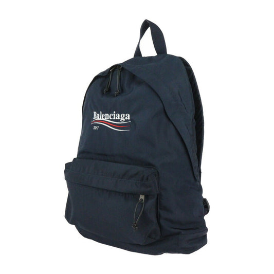 美品 BALENCIAGA バレンシアガ XPLORER エクスプローラー バックパック リュック・デイパック 459744 ナイロンキャンバス ネイビー ロゴ 刺繍