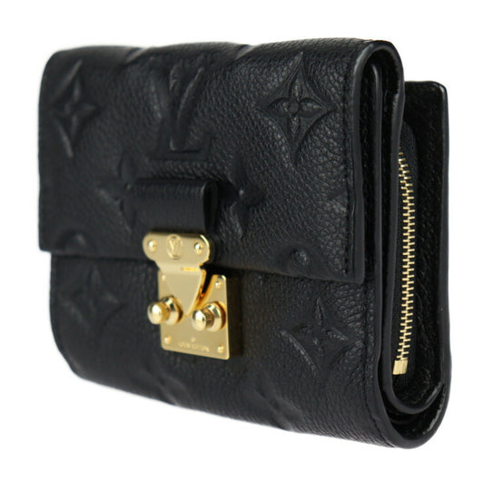 超美品 LOUIS VUITTON ルイ ヴィトン ポルトフォイユ メティス コンパクト モノグラムアンプラント 三つ折り財布 M80880 レザー ブラック ゴールド金具 ラウンドジップ ビトン