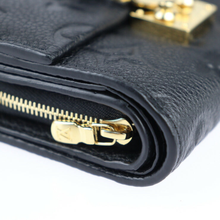 超美品 LOUIS VUITTON ルイ ヴィトン ポルトフォイユ メティス コンパクト モノグラムアンプラント 三つ折り財布 M80880 レザー ブラック ゴールド金具 ラウンドジップ ビトン