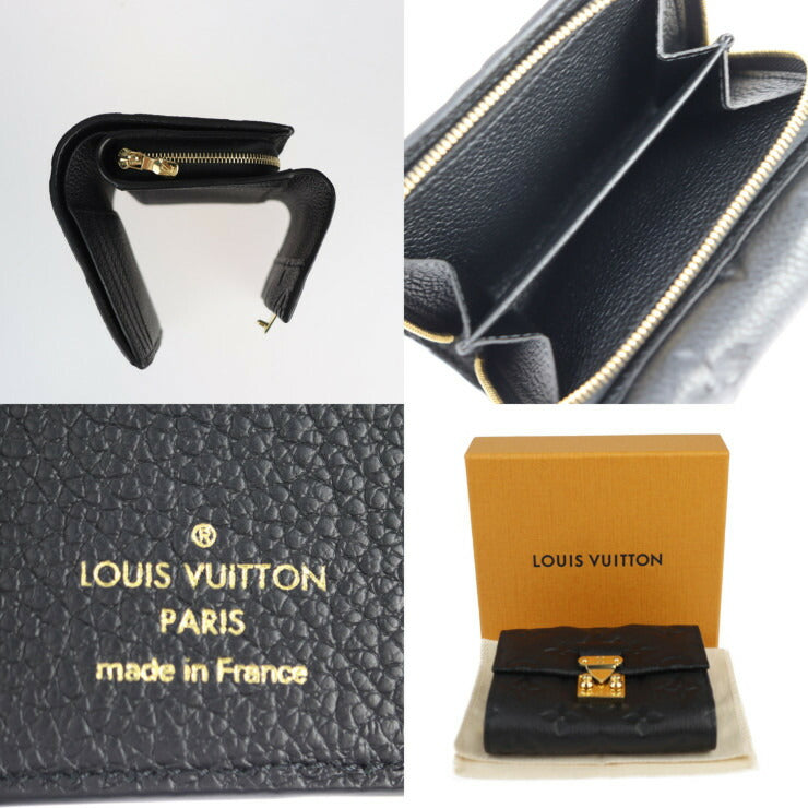 超美品 LOUIS VUITTON ルイ ヴィトン ポルトフォイユ メティス コンパクト モノグラムアンプラント 三つ折り財布 M80880 レザー ブラック ゴールド金具 ラウンドジップ ビトン