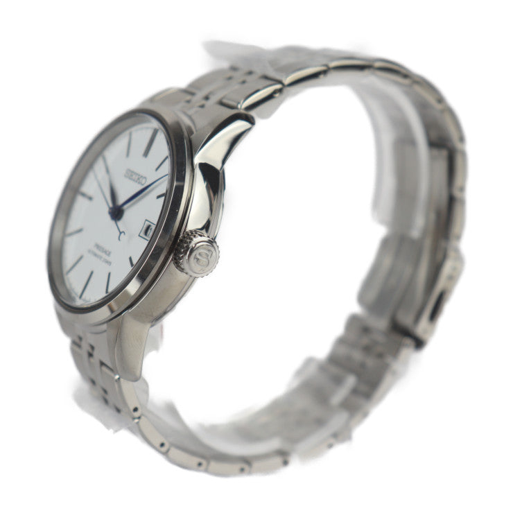 新品未使用展示品 SEIKO セイコー PRESAGE プレサージュ クラフツマンシップ 腕時計 SARX105 ステンレススチール シルバー 琺瑯白文字盤 自動巻き デイト 6R55-00D0