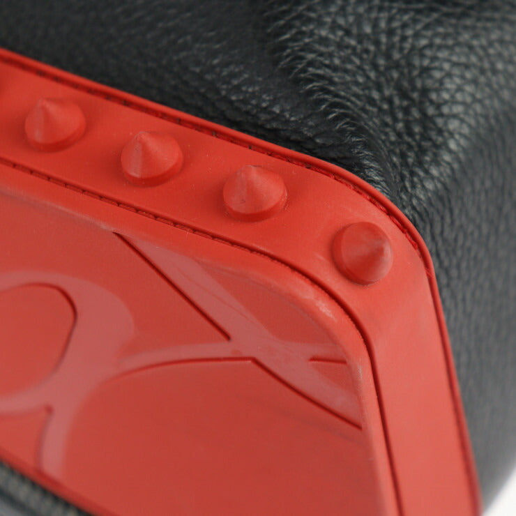 美品 Christian Louboutin クリスチャンルブタン BACKPARIS リュック・デイパック 1225145 レザー ラバー ブラック レッド バックパック スパイクスタッズ