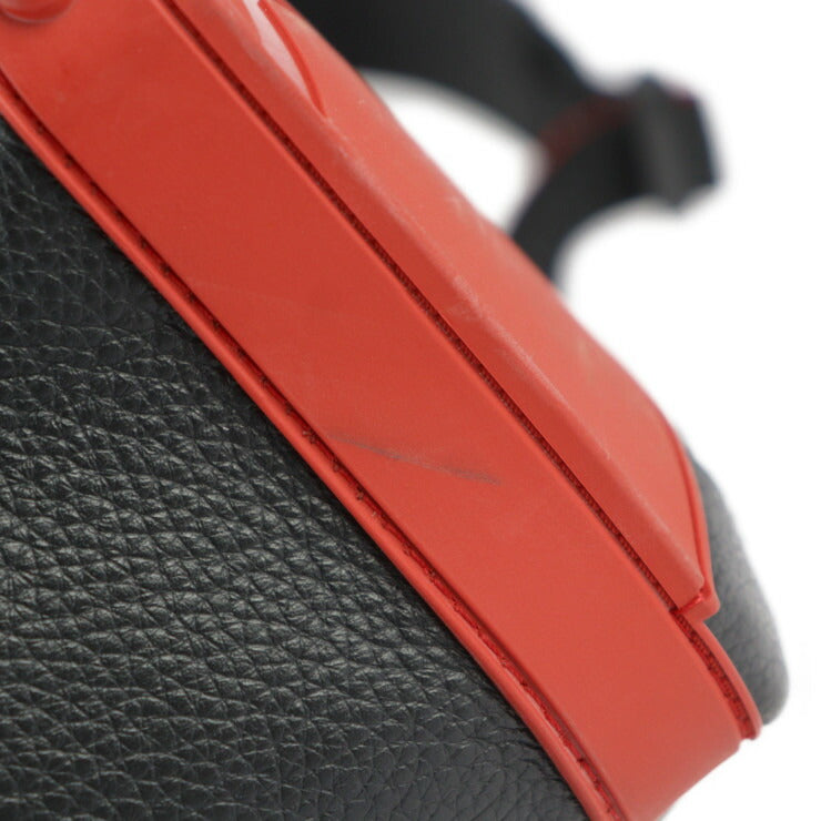 美品 Christian Louboutin クリスチャンルブタン BACKPARIS リュック・デイパック 1225145 レザー ラバー ブラック レッド バックパック スパイクスタッズ