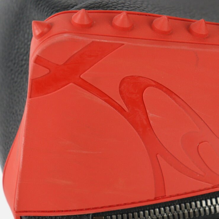 美品 Christian Louboutin クリスチャンルブタン BACKPARIS リュック・デイパック 1225145 レザー ラバー ブラック レッド バックパック スパイクスタッズ