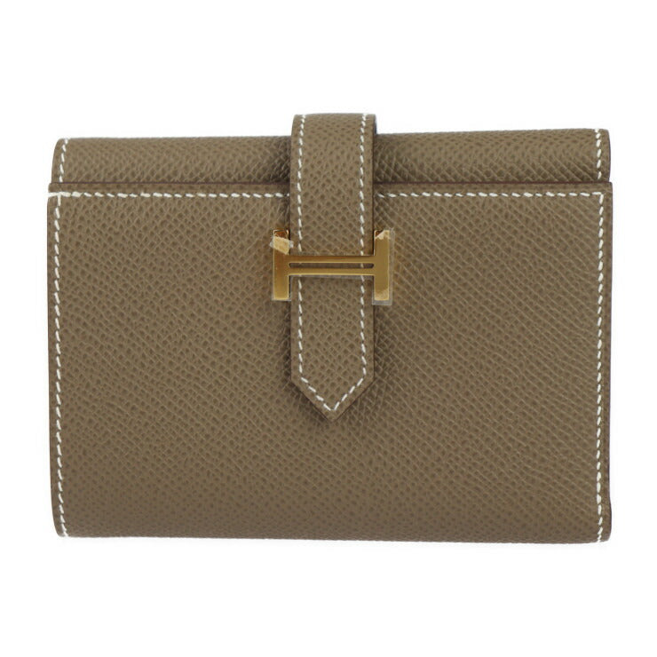 新品未使用展示品 HERMES エルメス ベアン コンビネ 三つ折り財布 - ヴォーエプソン エトゥープ（エトープ） ゴールド金具 W刻印