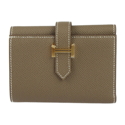 新品未使用展示品 HERMES エルメス ベアン コンビネ 三つ折り財布 - ヴォーエプソン エトゥープ（エトープ） ゴールド金具 W刻印