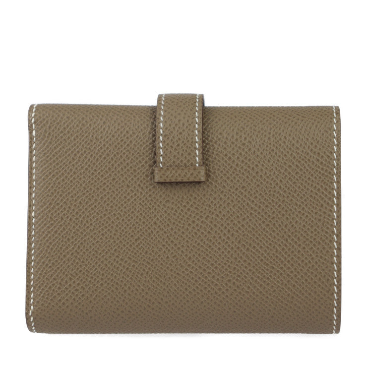 新品未使用展示品 HERMES エルメス ベアン コンビネ 三つ折り財布 - ヴォーエプソン エトゥープ（エトープ） ゴールド金具 W刻印